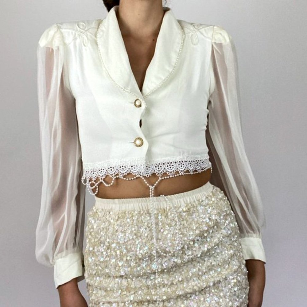 Vintage 1960's Crop Top GoGo Blouse Boho Hippie - Picture 7 of 12